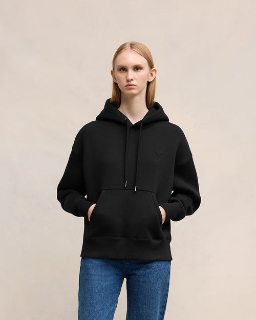 							Hoodie Noir Ami de Coeur En Coton - 3						 - Ami Paris