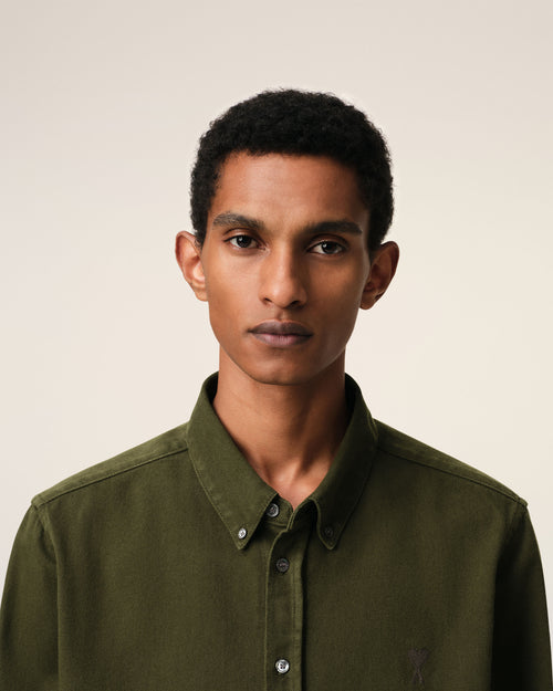 Green Cotton Button-Down Ami de Coeur Shirt - 4 - Ami Paris