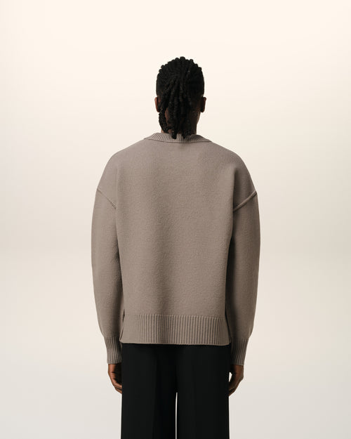 Taupe Wool Ami de Coeur Sweater - 5 - Ami Paris