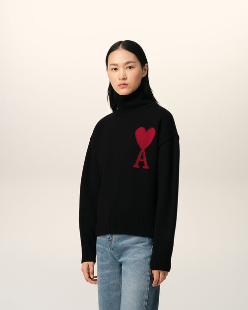 Black Wool Ami de Coeur Sweater - 12 - Ami Paris