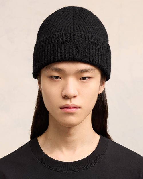 Black Wool Ami de Coeur Beanie - 2 - Ami Paris