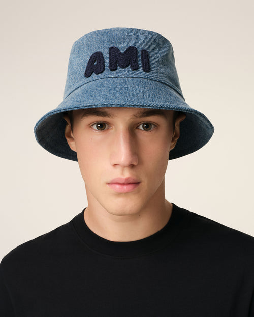 Blue Cotton Ami Paris Patch Bucket Hat - 1 - Ami Paris