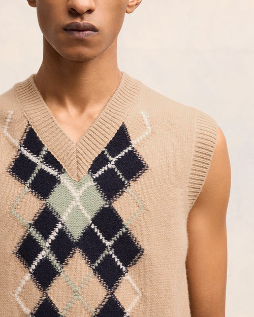 Pull Sans Manches Argyle - 4 - Ami Paris