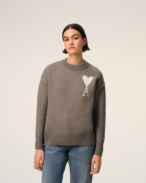 Taupe Wool Ami de Coeur Sweater - 9 - Ami Paris