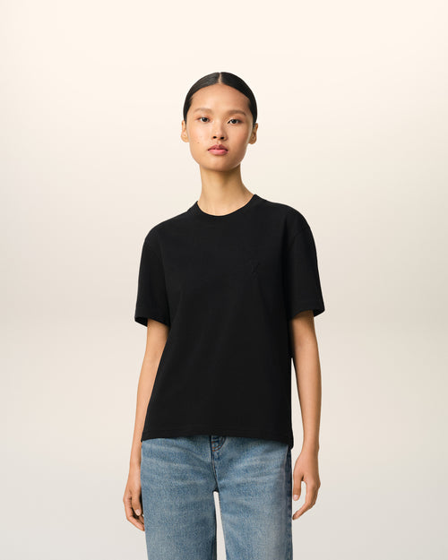 							Black Cotton Ami de Coeur T-Shirt - 3						 - Ami Paris