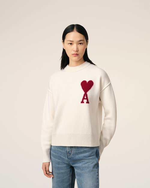 White Wool Ami de Coeur Sweater - 9 - Ami Paris