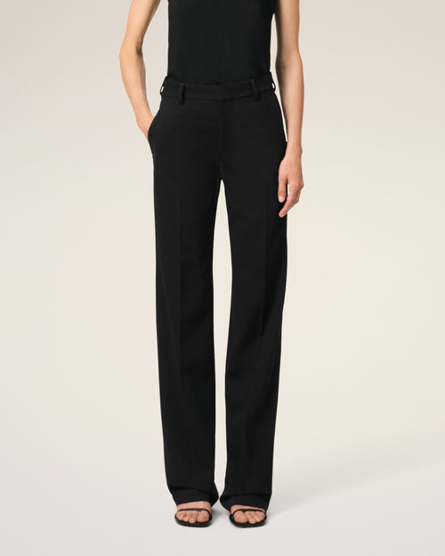 Black Wool Contrasted Straight Trousers - 3 - Ami Paris