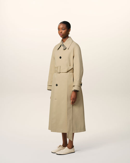 Beige Cotton Belted Mac - 6 - Ami Paris