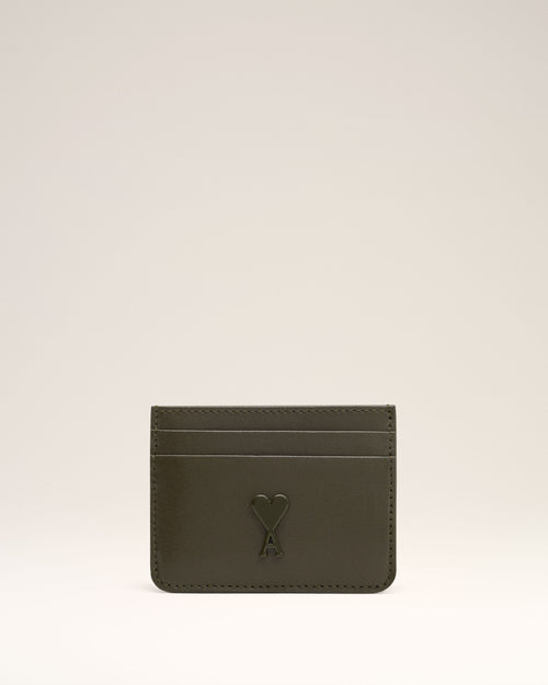 Green Leather Ami de Coeur Card Holder - 1 - Ami Paris