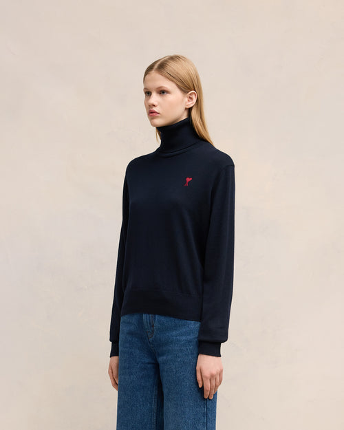 Red Ami de Coeur Turtle Neck Sweater - 6 - Ami Paris