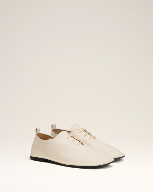 Beige Leather One Cut Shoes - 8 - Ami Paris