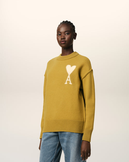 Mustard Wool Ami de Coeur Sweater - 12 - Ami Paris