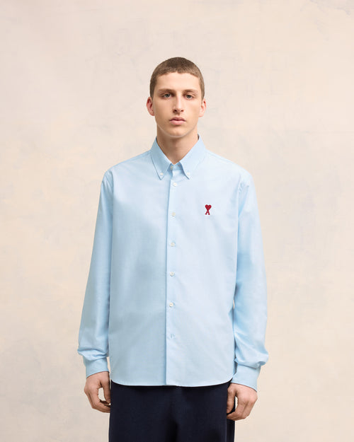 Blue Cotton Button-Down Ami de Coeur Shirt - 3 - Ami Paris