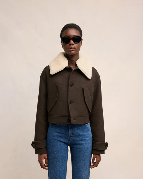 Short Shearling Collar Jacket - 3 - Ami Paris