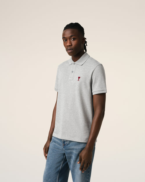 Grey Cotton Ami de Coeur Polo Shirt - 3 - Ami Paris