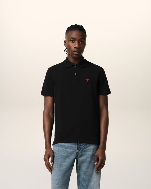 Black Cotton Ami de Coeur Polo Shirt - 2 - Ami Paris