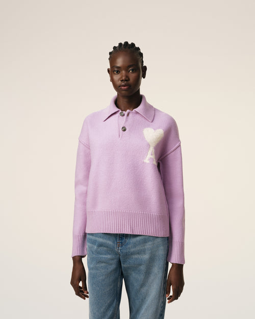 Purple Wool Ami de Coeur Polo - 9 - Ami Paris