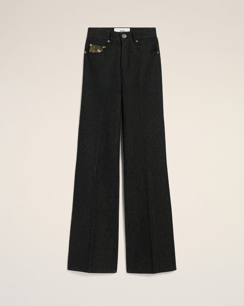 Black Cotton Flare Fit Jeans - 2 - Ami Paris