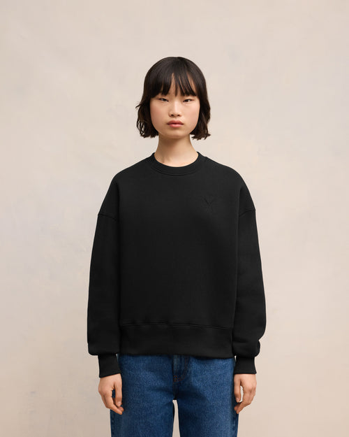 Black Cotton Ami de Coeur Sweatshirt - 9 - Ami Paris