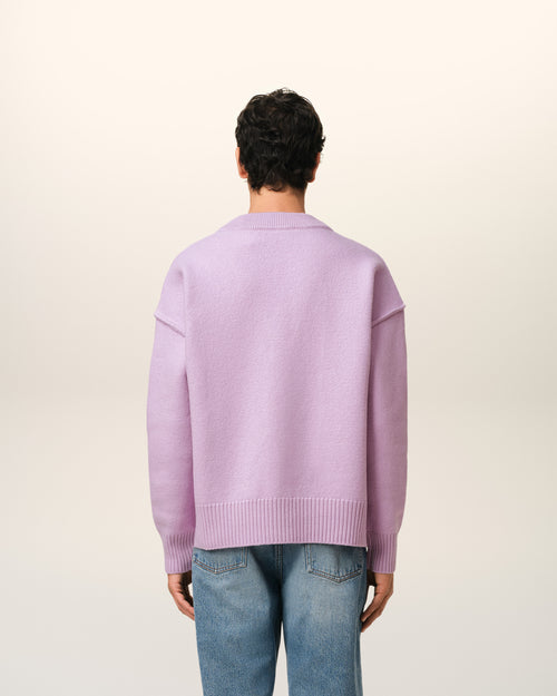 Purple Wool Ami de Coeur Cardigan - 5 - Ami Paris