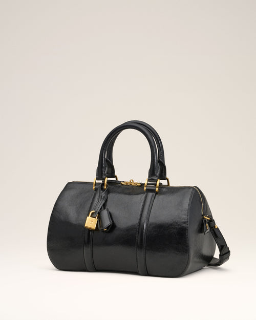 Sac Boston Noir En Cuir - 2 - Ami Paris