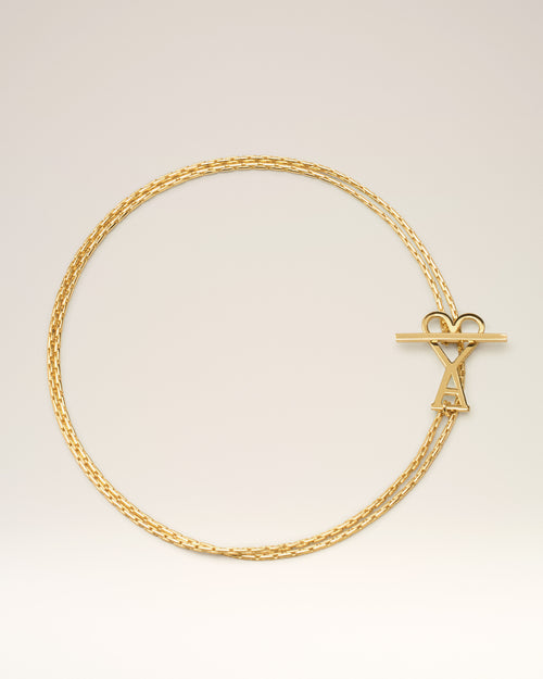 Gold Brass Ami de Coeur 2 In 1 Chain Necklace - 1 - Ami Paris