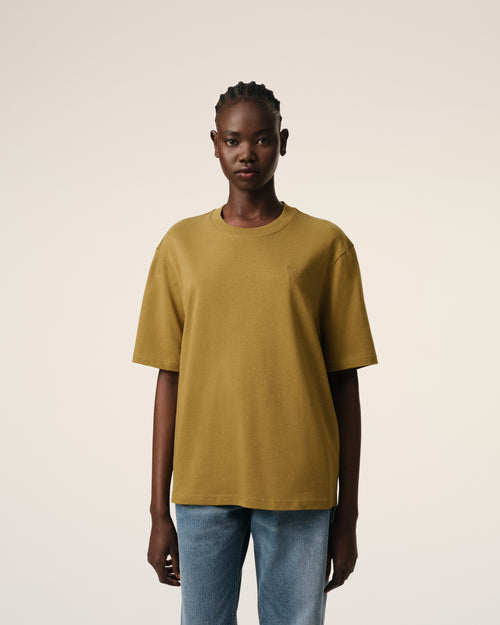 Ami de Coeur T-Shirt aus Baumwolle in Mustard - 9 - Ami Paris