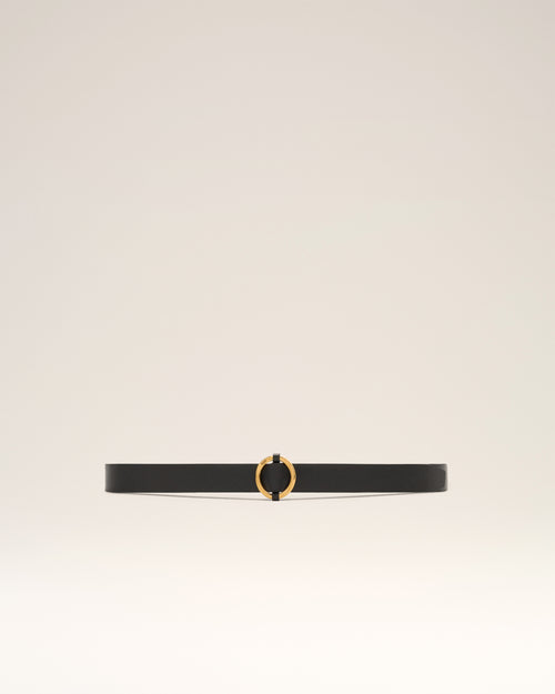 Ami Round Buckle Belt 30 Mm - BLACK/VIBRATED BRASS - Ami Paris