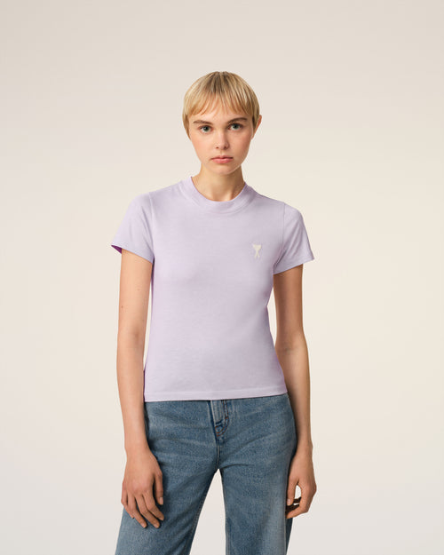 Purple Cotton Cropped T-Shirt - 3 - Ami Paris