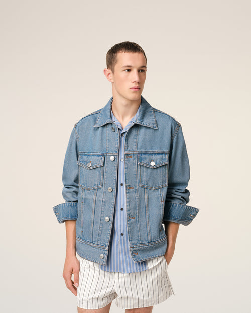 Blue Cotton Ami Paris Trucker Jacket - 3 - Ami Paris