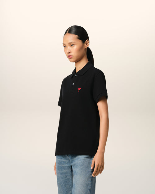 Black Cotton Ami de Coeur Polo Shirt - 12 - Ami Paris