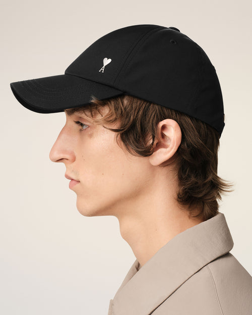 Black Twill Ami de Coeur Stud Cap - 5 - Ami Paris