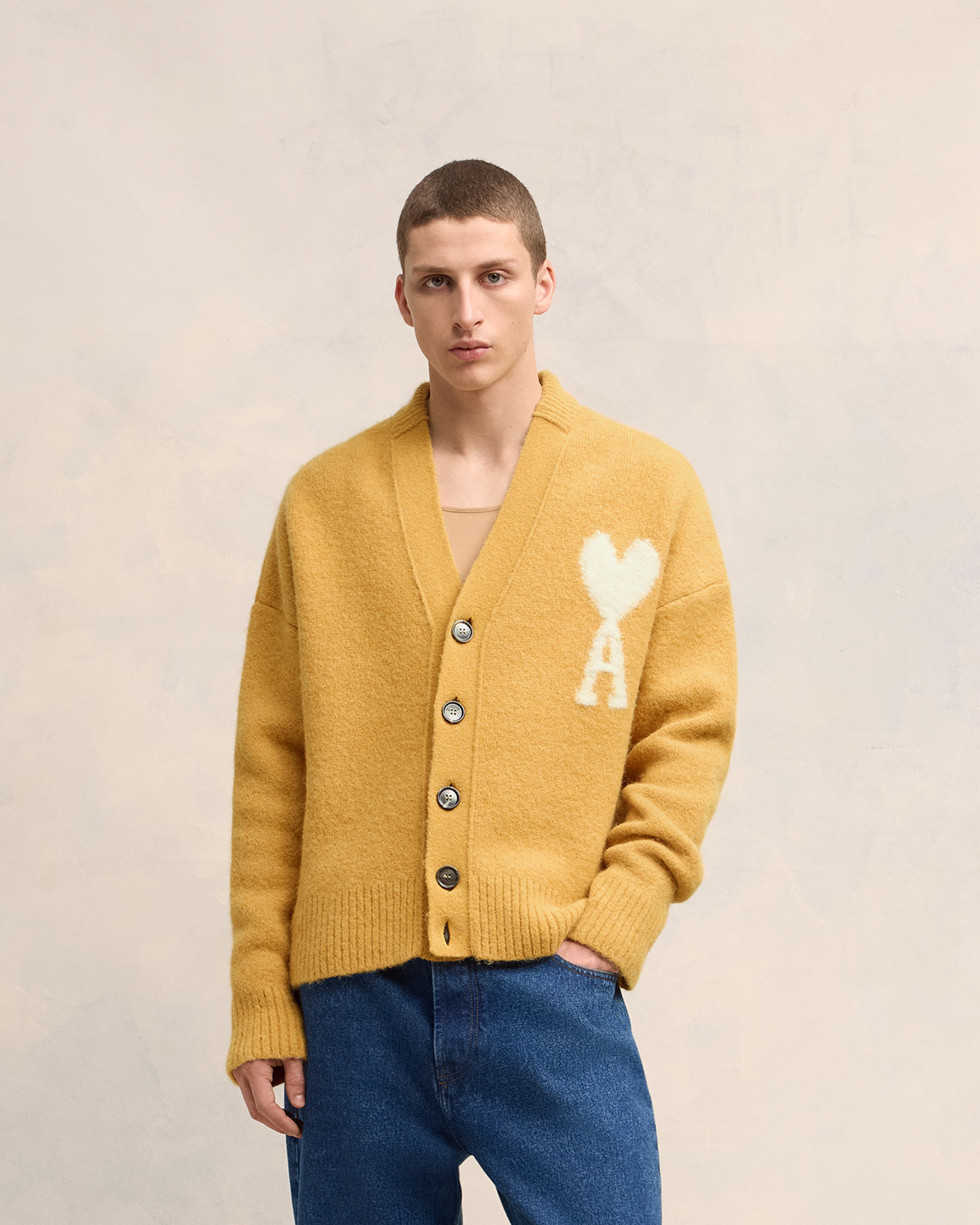 Mustard cardigan with pockets hot sale