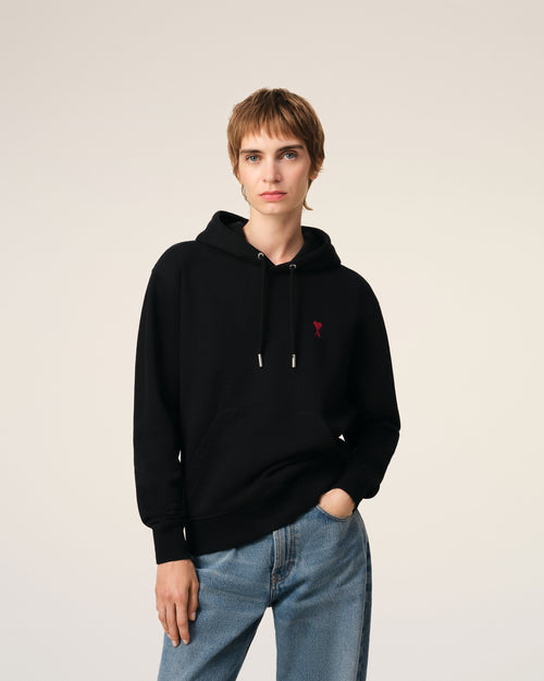 Black Cotton Ami de Coeur Hoodie - 9 - Ami Paris