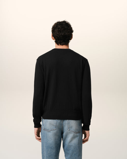 Black Wool Ami de Coeur Crew Neck Sweater - 5 - Ami Paris