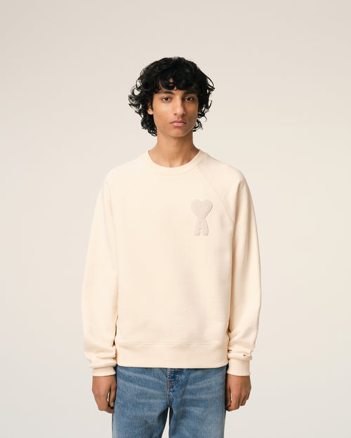 Beige Cotton Ami de Coeur Patch Sweatshirt - 3 - Ami Paris