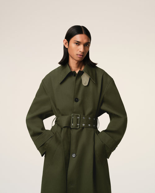 Green Cotton Belted Mac - 3 - Ami Paris