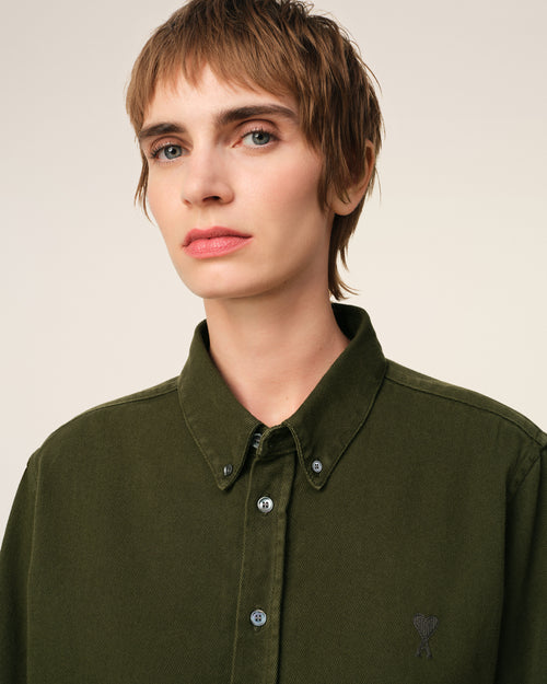 Green Cotton Button-Down Ami de Coeur Shirt - 10 - Ami Paris