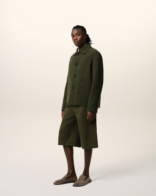 Green Wool Knit Boxy Buttoned Jacket - 6 - Ami Paris