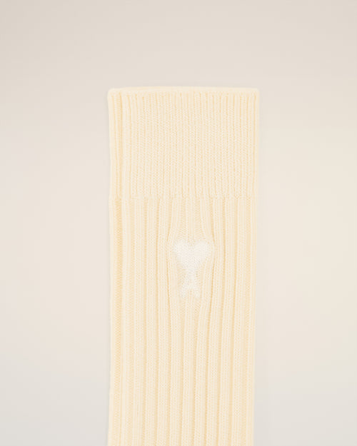 Beige Cotton Ami de Coeur Socks - 3 - Ami Paris