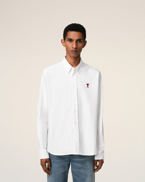 White Cotton Button-Down Ami de Coeur Shirt - 3 - Ami Paris