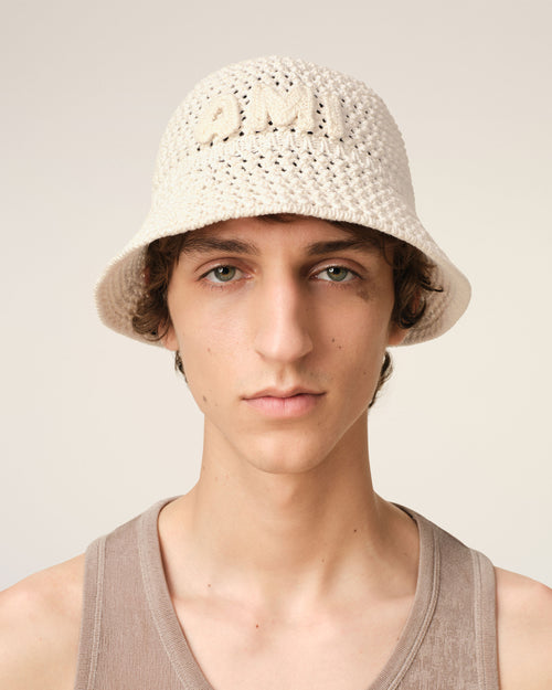 Beige Knit Ami Patch Bucket Hat - 2 - Ami Paris