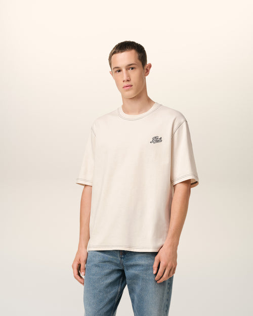 Beige Cotton Ami Signature T-Shirt - 2 - Ami Paris