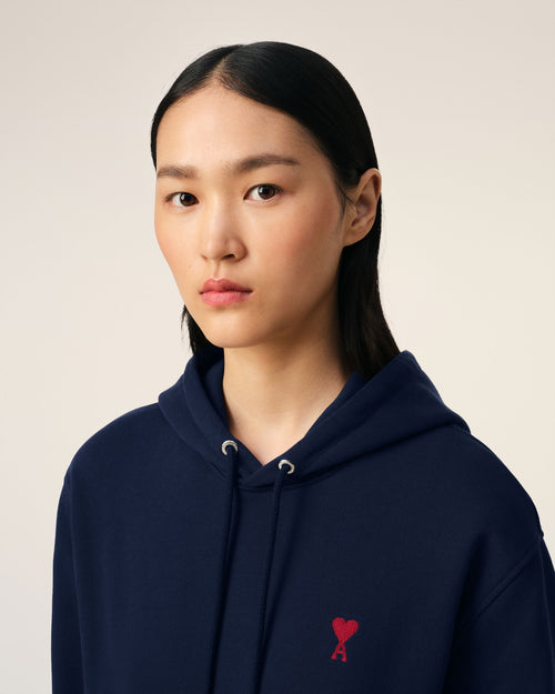 Navy Cotton Ami de Coeur Hoodie - 10 - Ami Paris