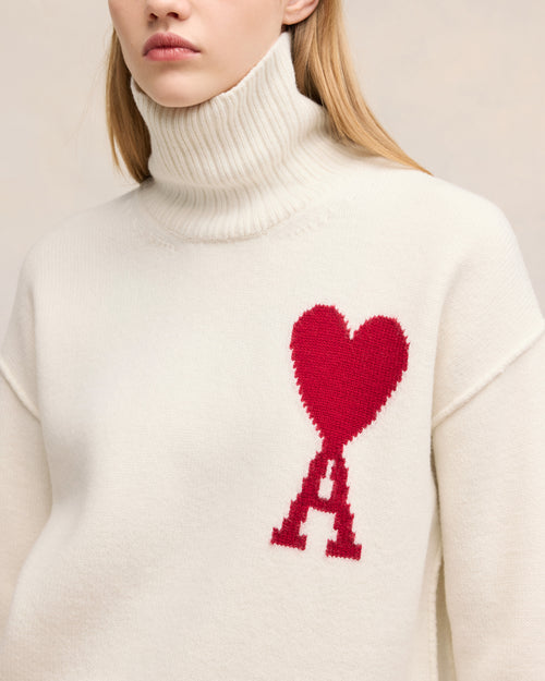 Pull Blanc Ami de Coeur En Laine - 9 - Ami Paris