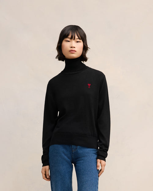 							Red Ami de Coeur Turtle Neck Sweater - 3						 - Ami Paris