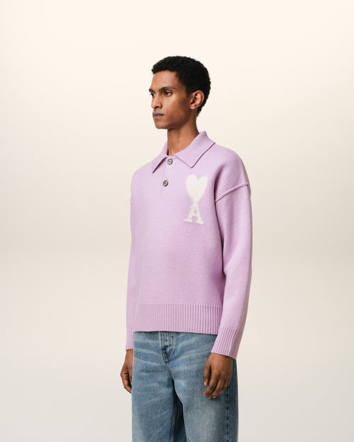 Purple Wool Ami de Coeur Polo - 6 - Ami Paris