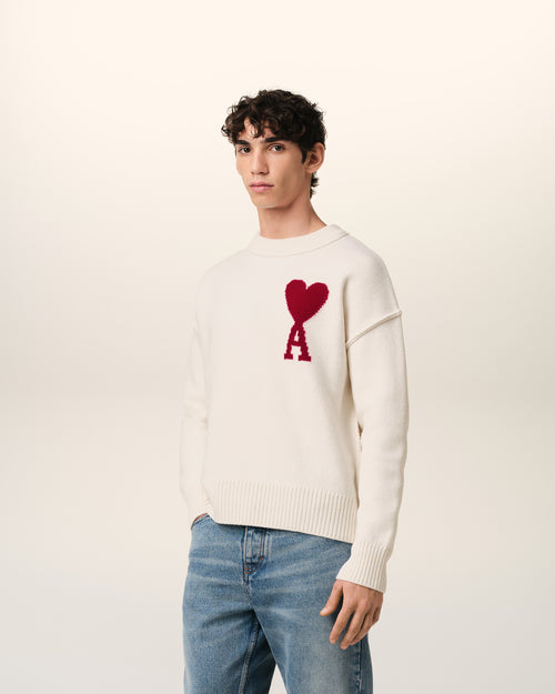 White Wool Ami de Coeur Sweater - 6 - Ami Paris