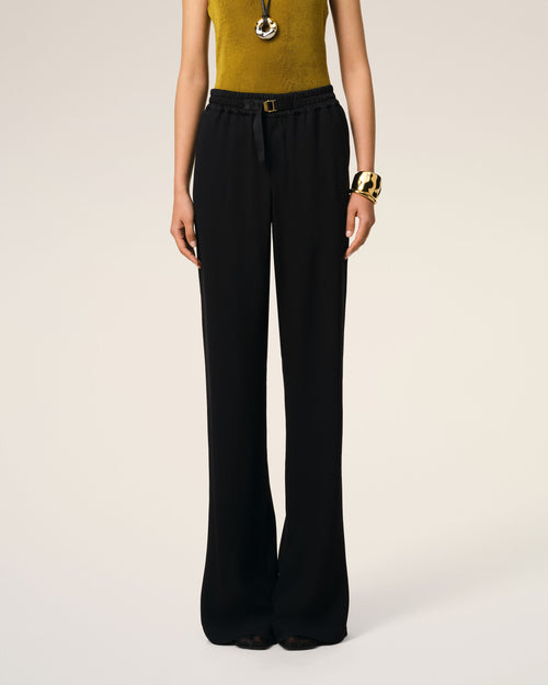 Black Flare Fit Elasticated Trousers - 3 - Ami Paris