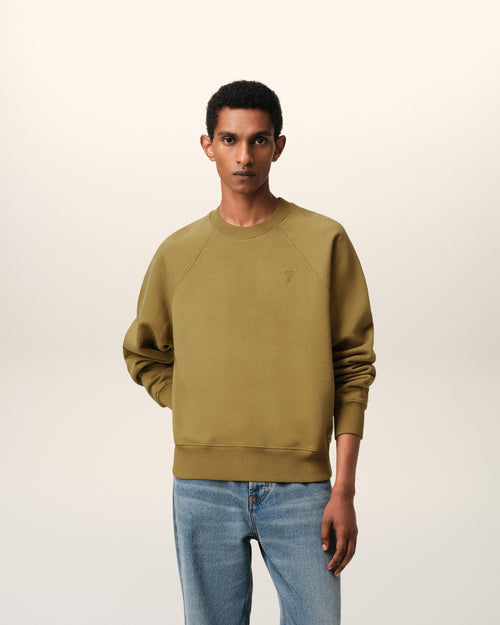 Mustard Cotton Tonal Ami de Coeur Sweatshirt - 1 - Ami Paris